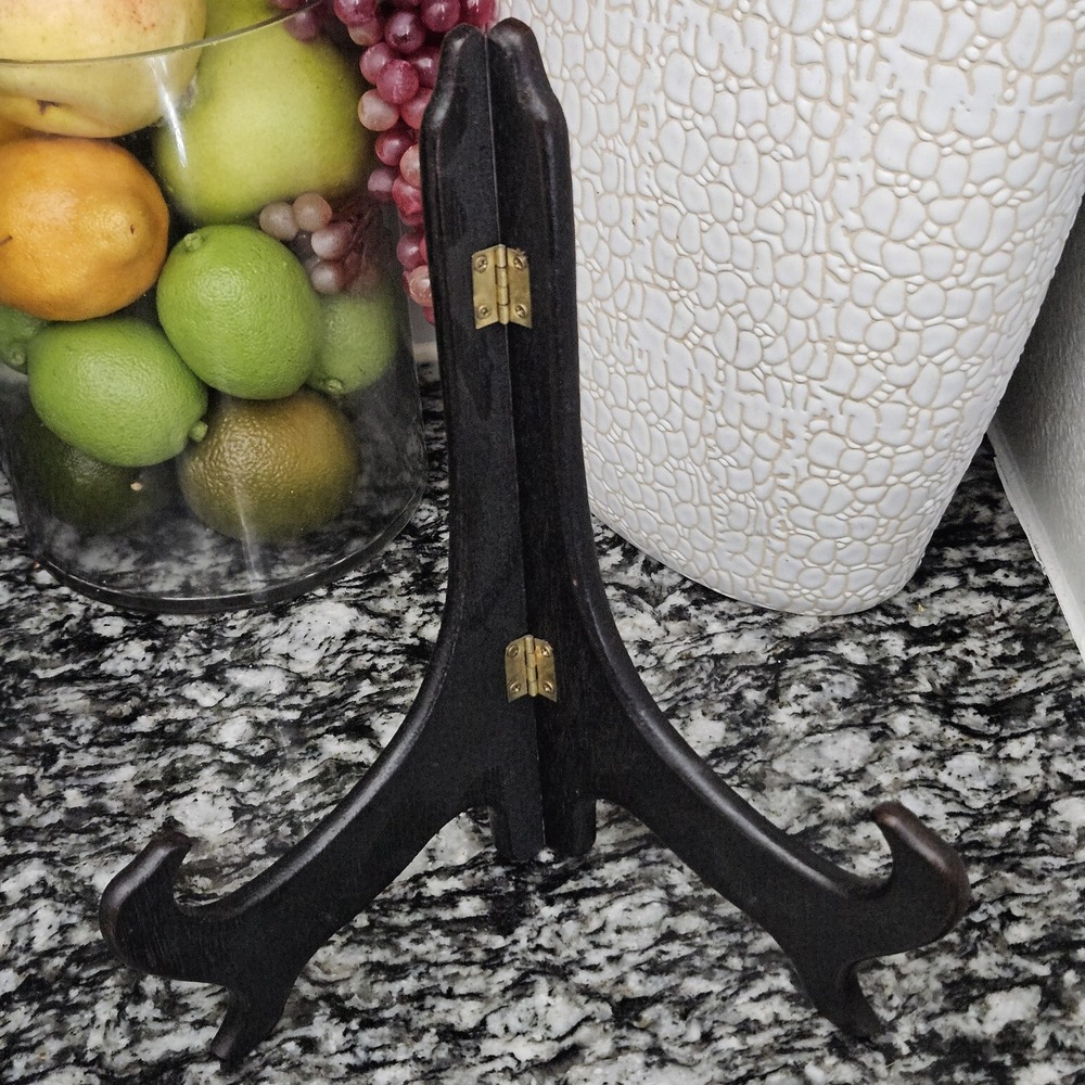 Home Decor Dark Brown Wooden Display Stand 10 Inches Plate Holder Easel